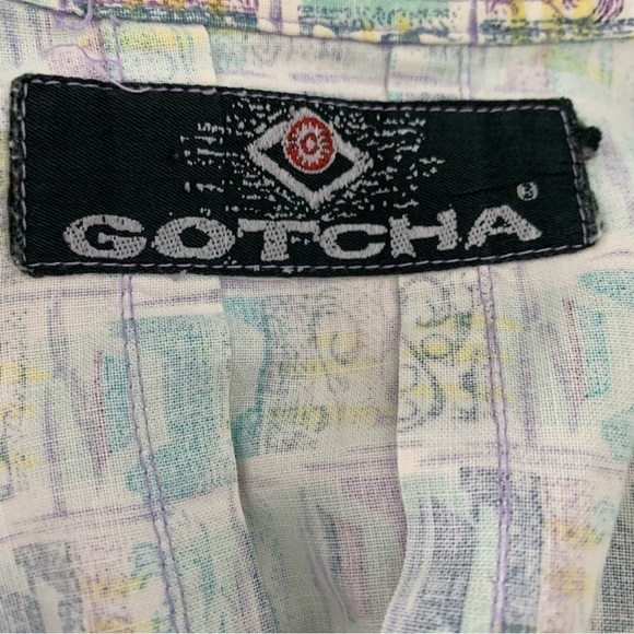 Vintage Gotcha Wild Hawaiian Print Collared Shirt No Tag Fits Mens M Surf Rad - Picture 15 of 17